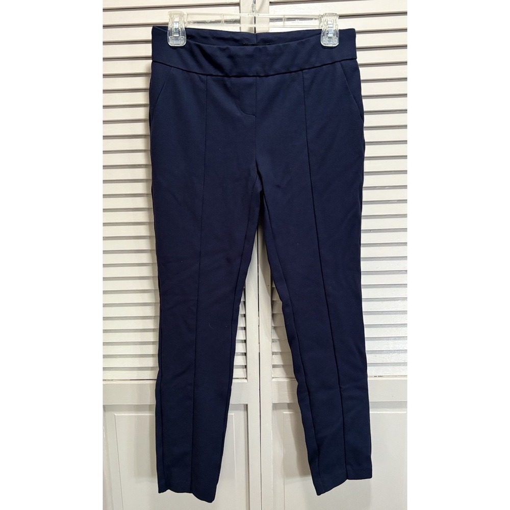 Hilary Radley Navy Skinny Pants Size Sm Mid Rise Elastic Waist Pull On